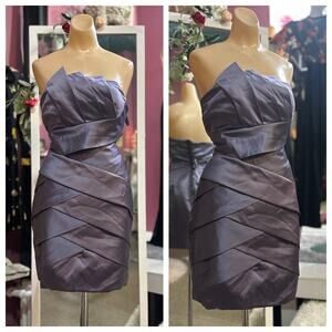 Vintage Y2K 2000s Strapless Structured Mini Dress Purple Satin Fairy HoCo M